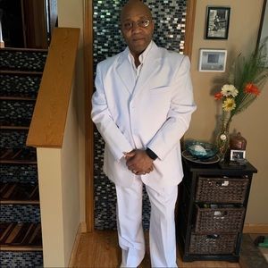 Men’s white three-piece suit